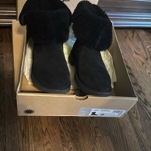 UGG Jannika Black Shearling Buckle Boots